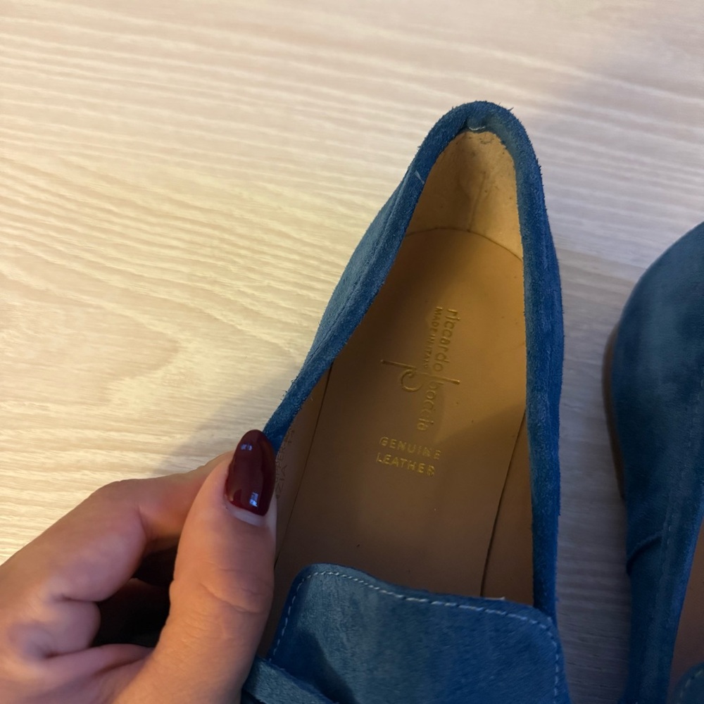 Riccardo Boccia Blue Suede Loafers Size 42 - Picture 3 of 5